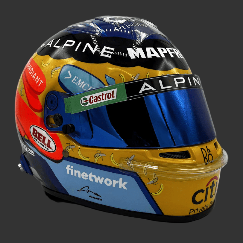 Casque Réplique Fernando Alonso – USA GP 2021 – Échelle 1:1 - headgrid.fr