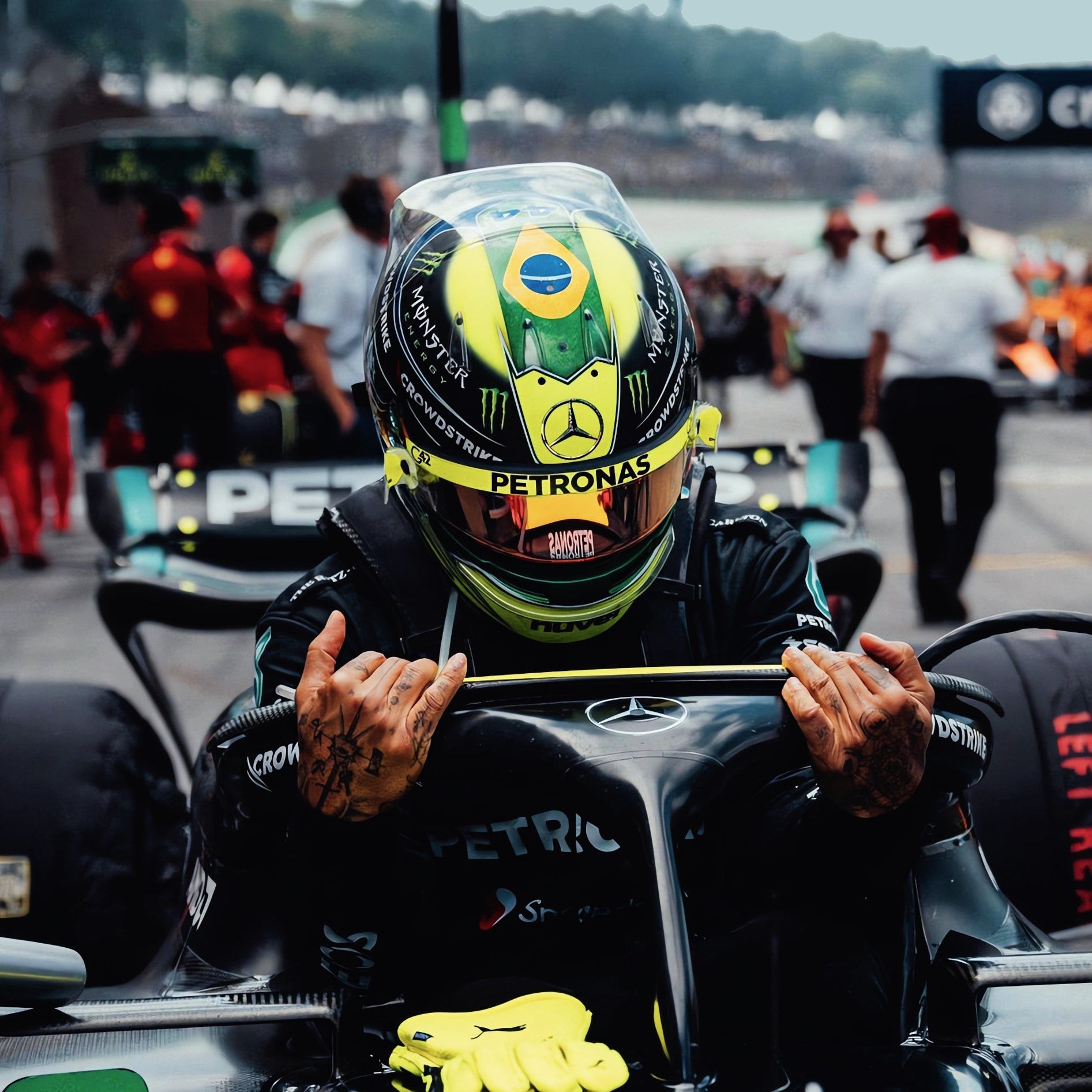 Casque réplique Lewis Hamilton – Brésil - Saison 2023 – Taille 1:1 - headgrid.fr