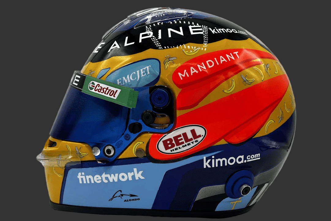 Casque Réplique Fernando Alonso – USA GP 2021 – Échelle 1:1 - headgrid.fr