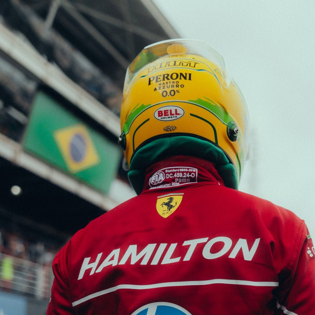 Casque Réplique Lewis Hamilton – Brésil 2025 – Échelle 1:1 - headgrid.fr