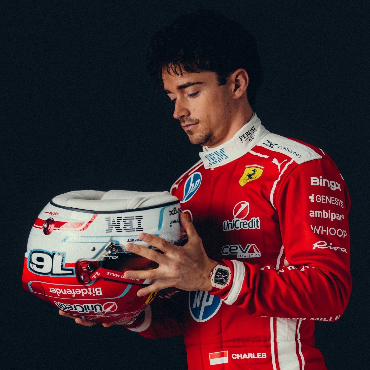 Casque Réplique Charles Leclerc – Ferrari – Saison 2026 – Échelle 1:1