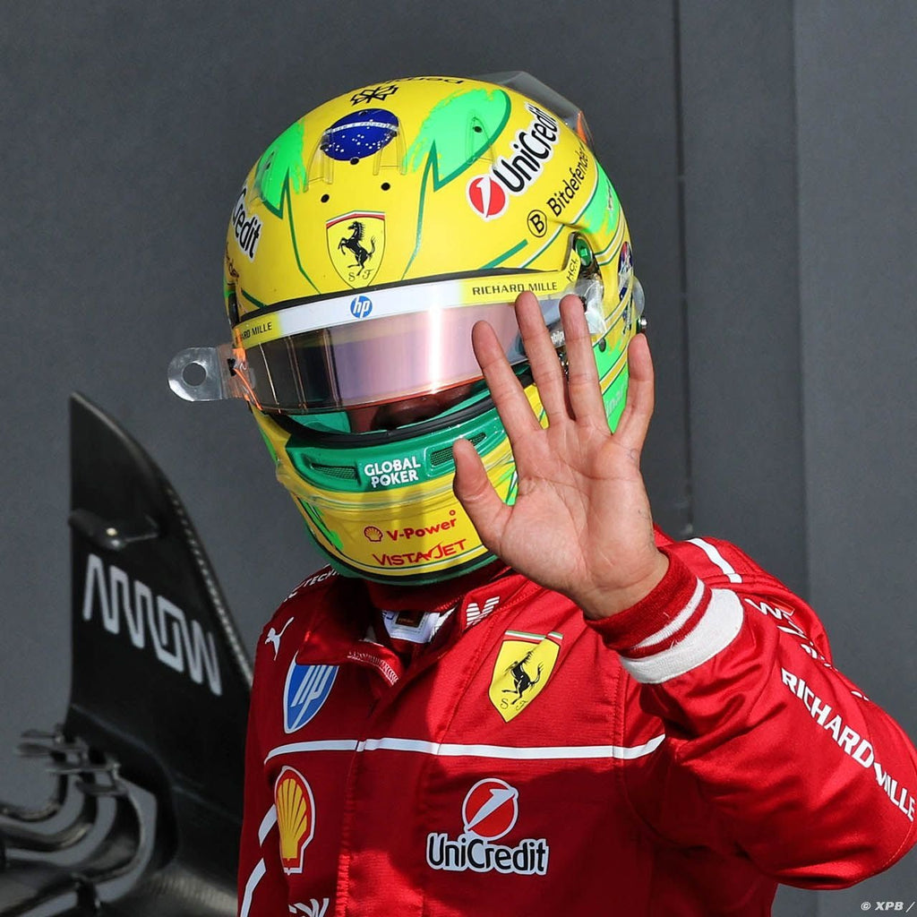 Casque Réplique Lewis Hamilton – Brésil 2025 – Échelle 1:1 - headgrid.fr