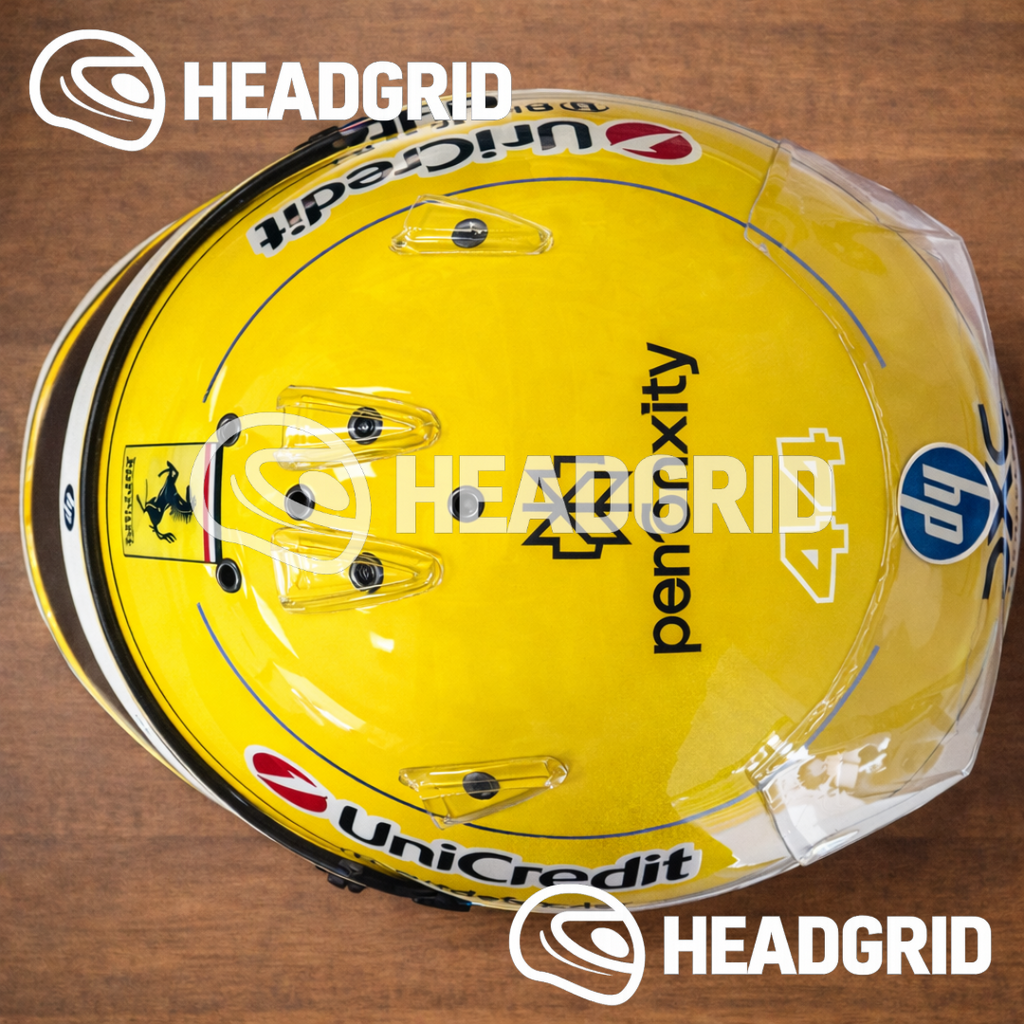 Casque Réplique Lewis Hamilton – Ferrari Monza 2025 – Échelle 1:1 (Jaune & Blanc)