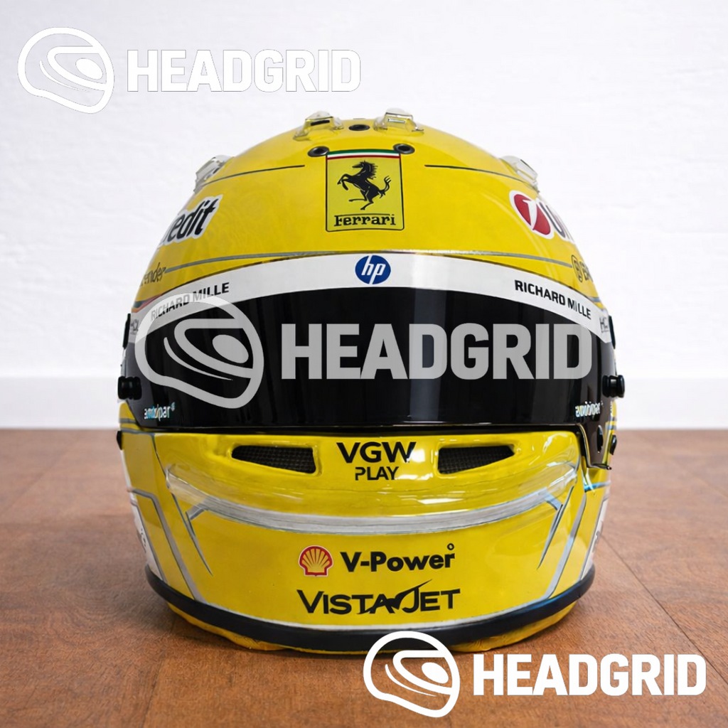 Casque Réplique Lewis Hamilton – Ferrari Monza 2025 – Échelle 1:1 (Jaune & Blanc)