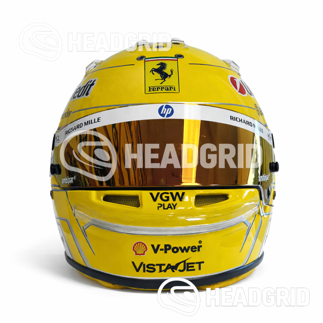 Casque Réplique Lewis Hamilton – Ferrari Monza 2025 – Échelle 1:1 (Jaune & Blanc)