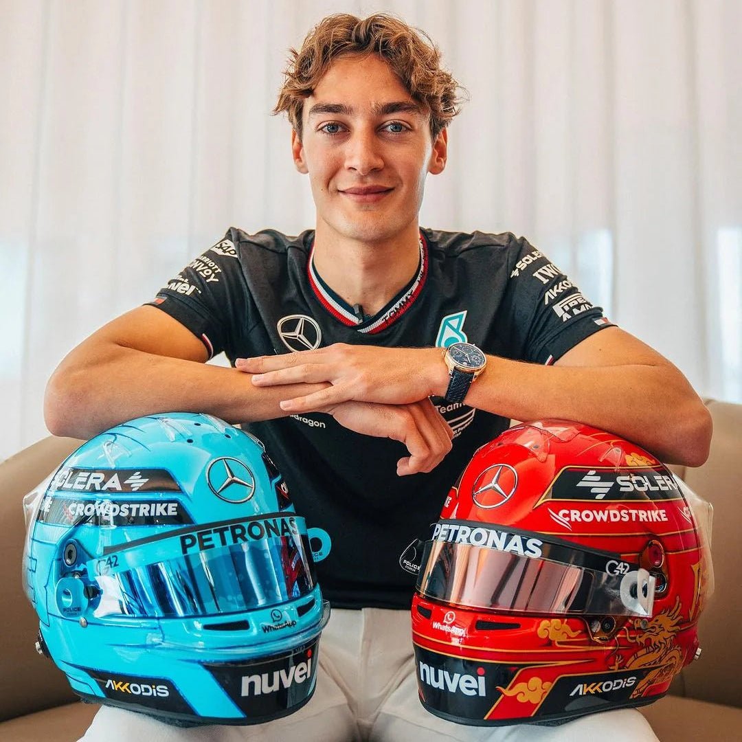 Casque Réplique George Russell – China GP 2024 – Échelle 1:1 - headgrid.fr