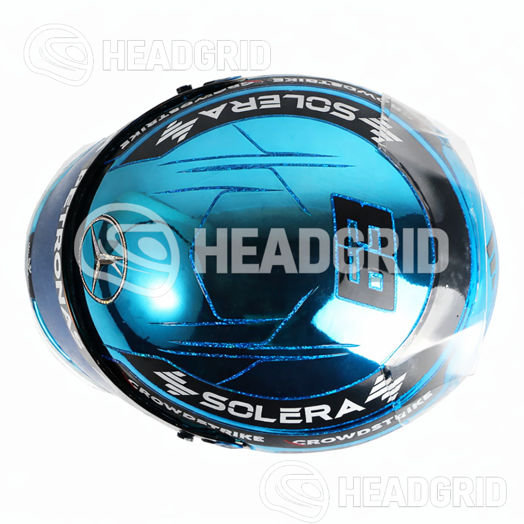 George Russell Replica Helmet – Singapore GP 2025 Blue Chrome – 1:1 Scale