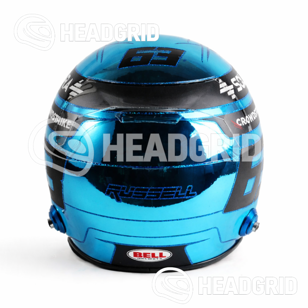 George Russell Replica Helmet – Singapore GP 2025 Blue Chrome – 1:1 Scale