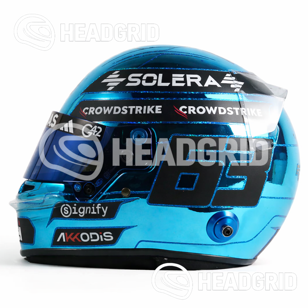 George Russell Replica Helmet – Singapore GP 2025 Blue Chrome – 1:1 Scale