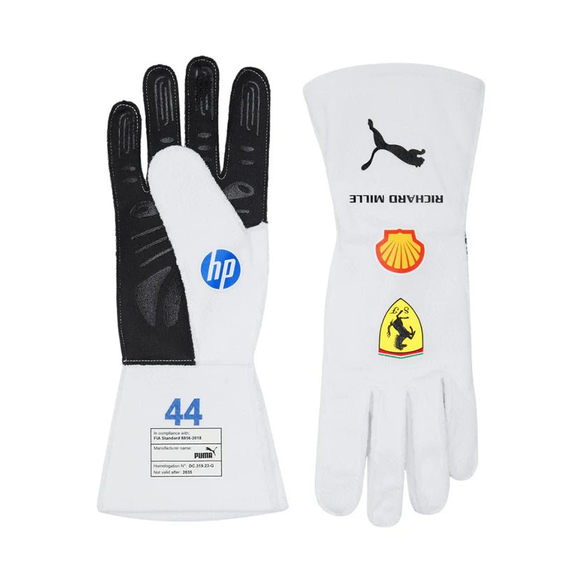 Gants Réplique Lewis Hamilton & Charles Leclerc – Miami GP 2025 – Ferrari (White Edition) - headgrid.fr
