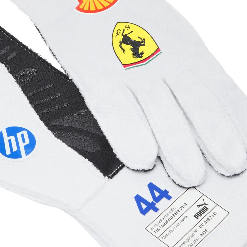 Gants Réplique Lewis Hamilton & Charles Leclerc – Miami GP 2025 – Ferrari (White Edition) - headgrid.fr