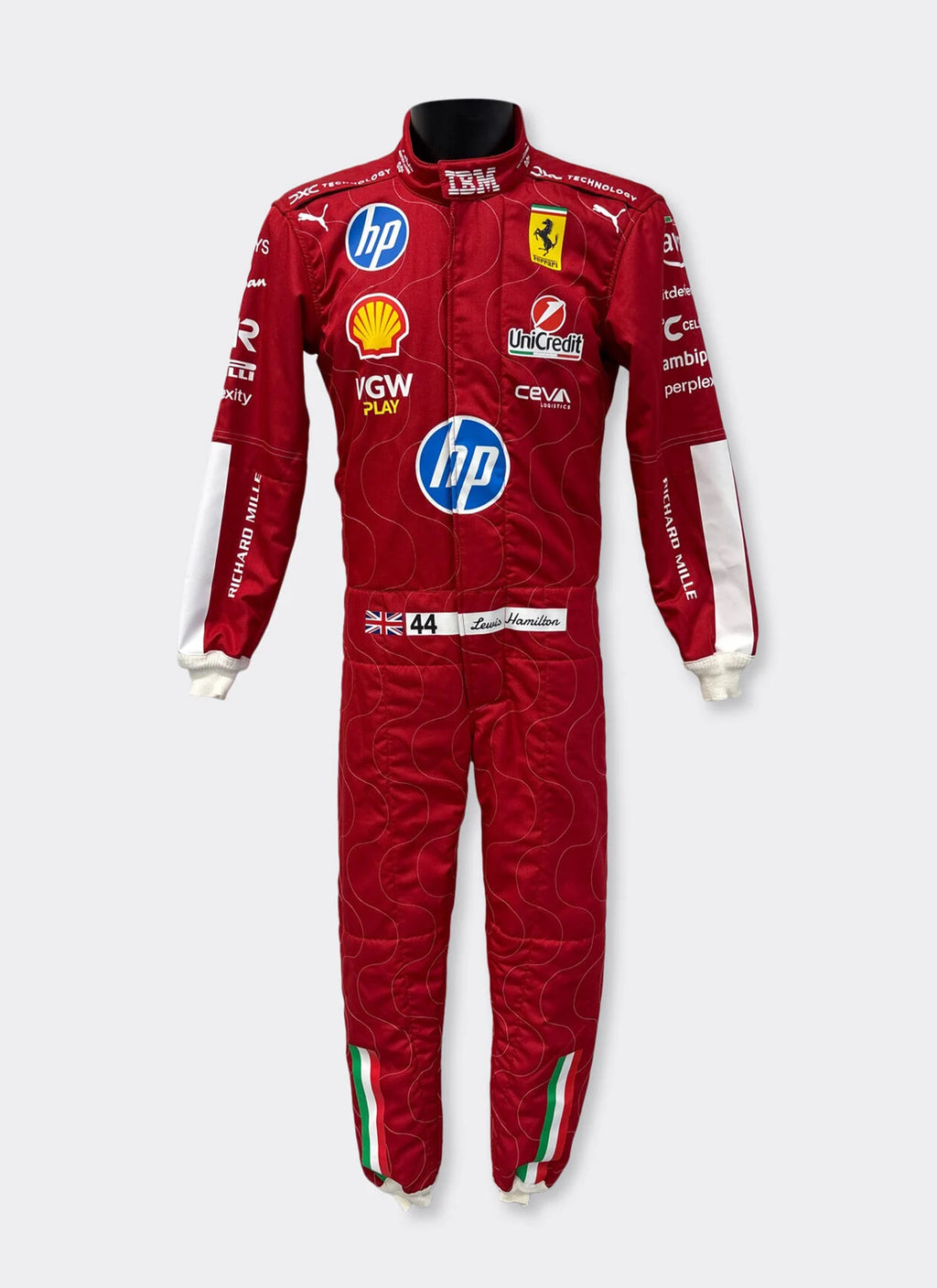 Combinaison Réplique Lewis Hamilton Ferrari – Édition Spéciale Monza 2025 – Échelle 1:1 - headgrid.fr