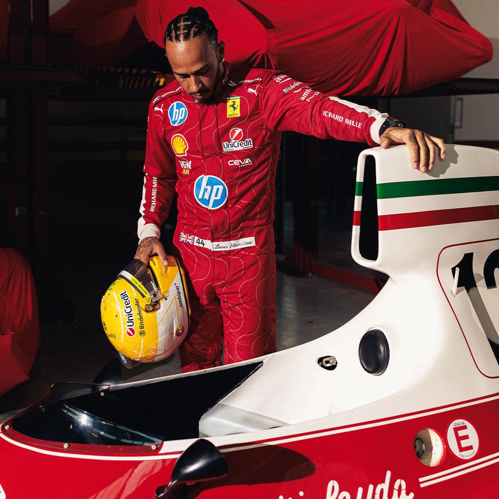 Casque Réplique Lewis Hamilton – Ferrari Monza 2025 – Échelle 1:1 (Jaune & Blanc) - headgrid.fr