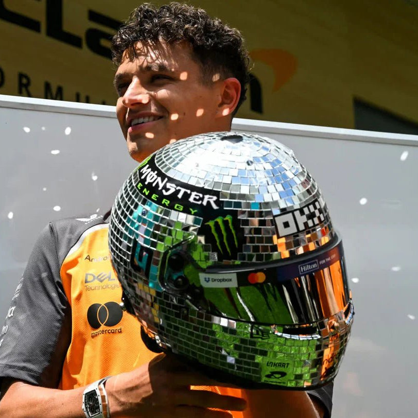 Casque Réplique Lando Norris – Miami GP 2025 – Casque “Disco” – Échelle 1:1 - headgrid.fr