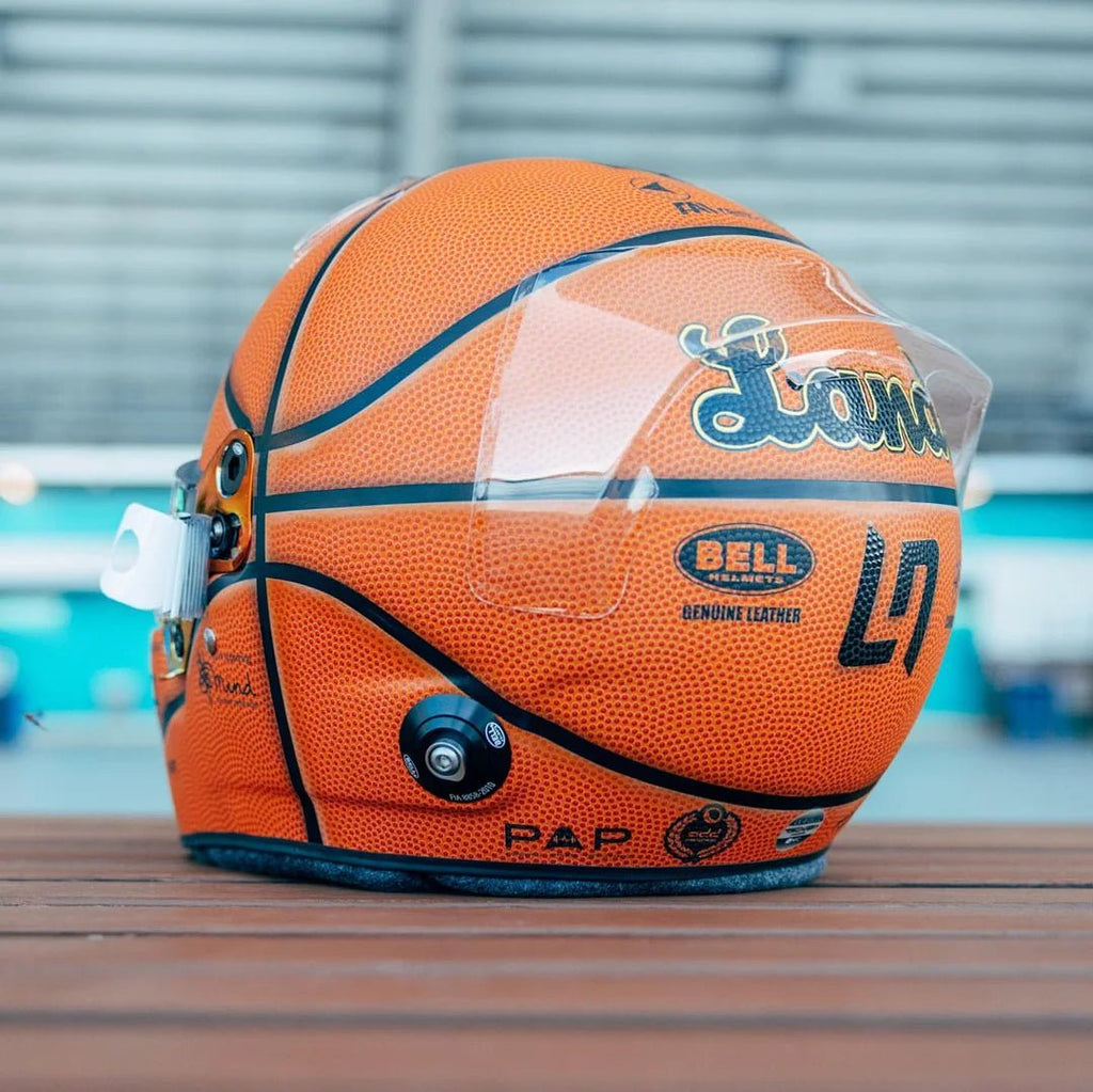 Casque Réplique Lando Norris – Miami GP 2022 “Basketball Helmet” – Échelle 1:1 - headgrid.fr