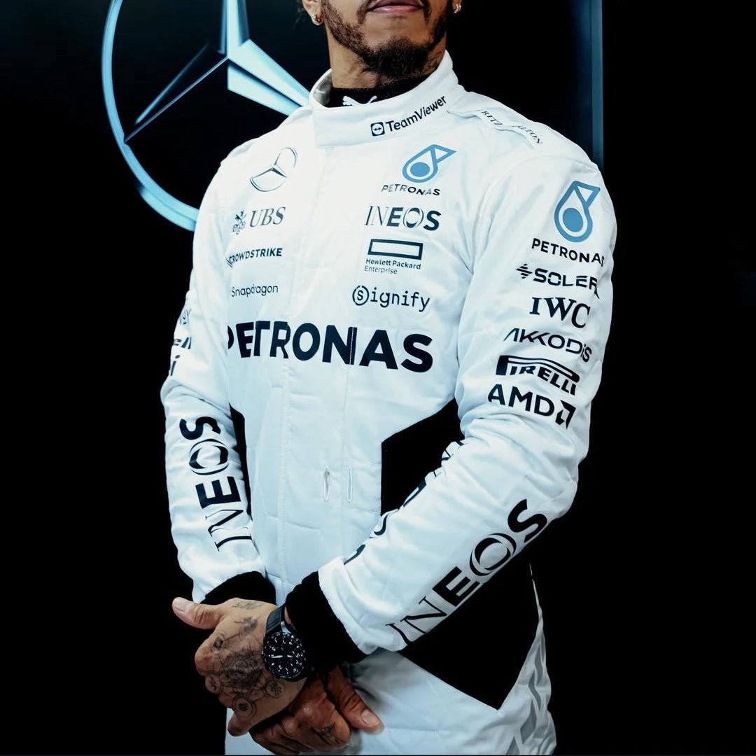 Combinaison Réplique Lewis Hamilton – Qatar GP 2024 (White Edition) – Équipement Mercedes F1 – Saison 2024 - headgrid.fr